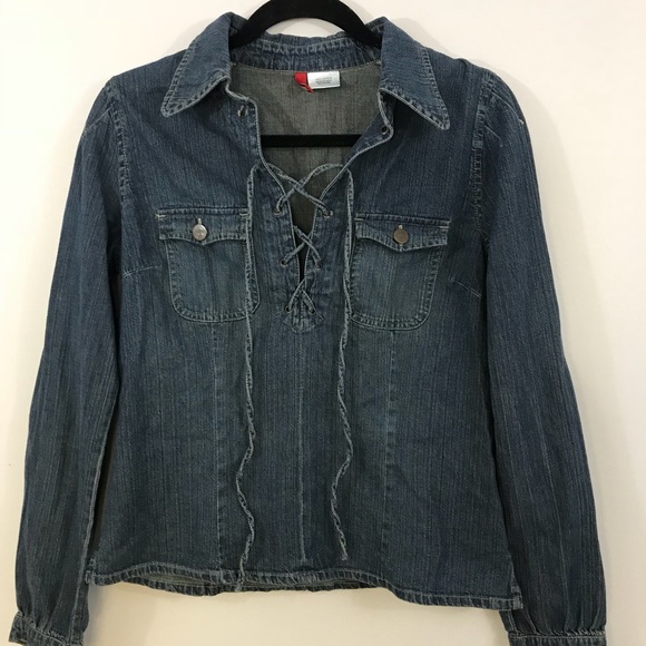 Divided Tops - SOLD DIVIDED denim lace up top NOT AVAILABLE